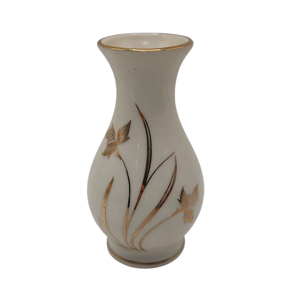 Kerafina Porzellan Vase KPM Bavaria Germany‎ Cream Gold Trim Leaves